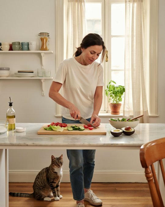 Preparando una comida saludable con vegetales